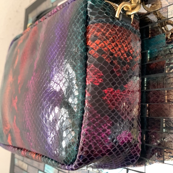 Clare . V Midnight Rainbow snakeskin Embossed Leather Crossbody Bag - Picture 6 of 9